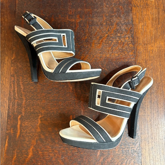 L.A.M.B. Black and White Geometric Heels. Size 8 - Picture 6 of 11